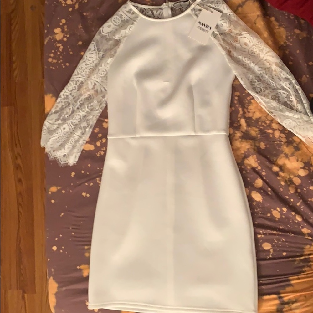 White silk lace dress